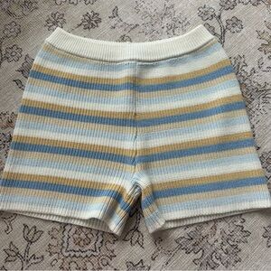 Reilly the Label Striped Knit Shorts - Cream, Blue